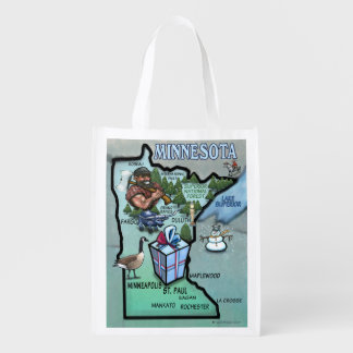 Minnesota Cartoon Map Reusable Grocery Bag