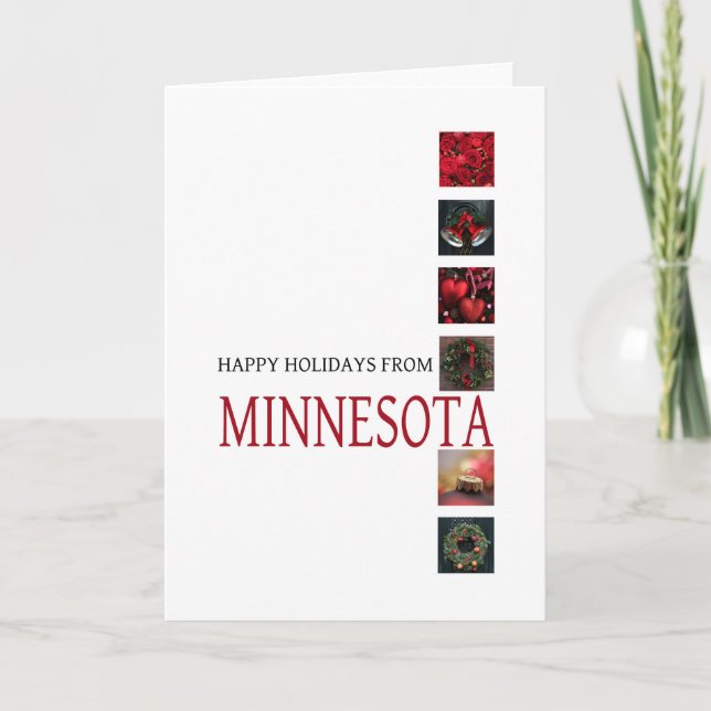 Minnesota  Christmas Card, state specific Holiday Card (Front)