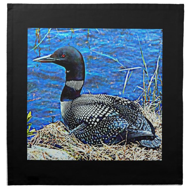 Minnesota Common Loon Cloth Napkin (Front)