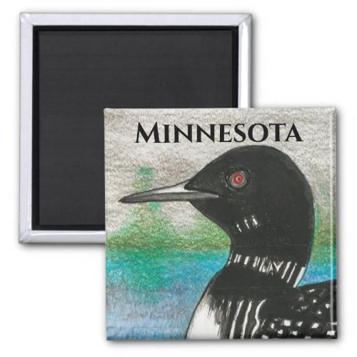 Minnesota Common Loon State Bird Painting Magnet