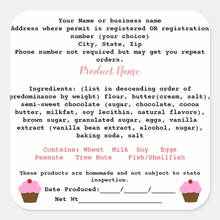 Minnesota Cottage Food Law Label home bakery | Zazzle.com