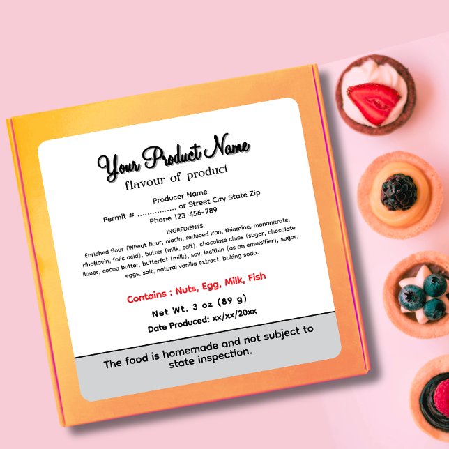 Minnesota Cottage Food Law Label home bakery (Creator Uploaded)