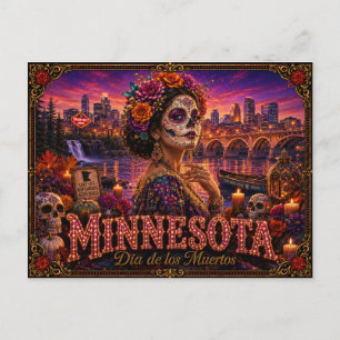 Minnesota Día de los Muertos Retro Postcard