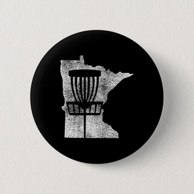 Minnesota Disc Golf State With Basket Distressed G Button (Front)