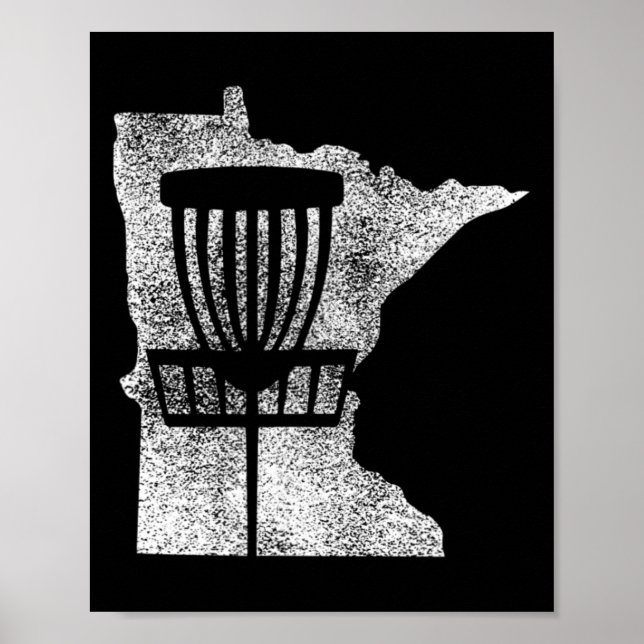 Minnesota Disc Golf State With Basket Distressed G Poster (Front)