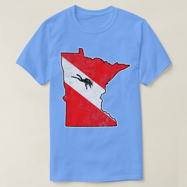 Minnesota Dive Flag Scuba Diving State Map Dive Fl T-Shirt (Design Front)