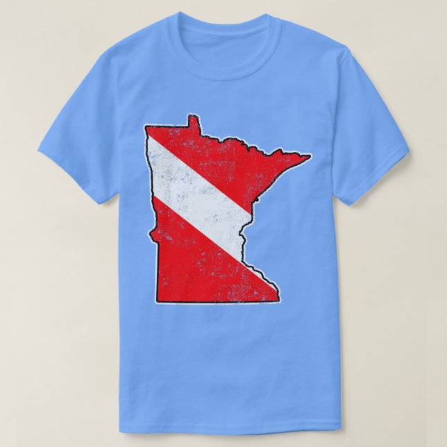 Minnesota Dive Flag Scuba Diving State Map Dive Fl T-Shirt (Design Front)