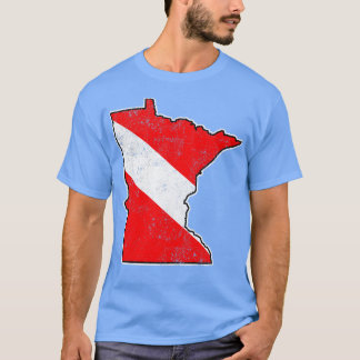 Minnesota Dive Flag Scuba Diving State Map Dive Fl T-Shirt