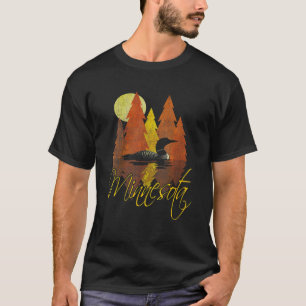 Minnesota Fall Autumn Sunset With Loon And Trees T-Shirt