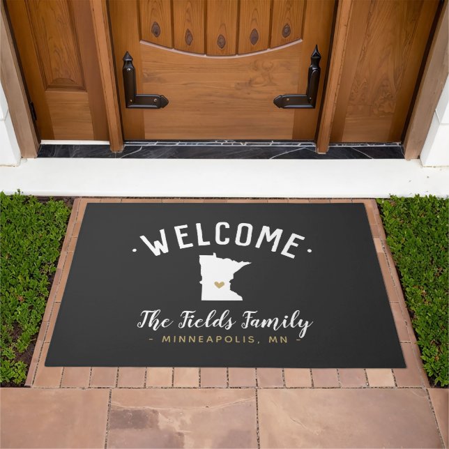 Minnesota Family Monogram Welcome Doormat (Outdoor)