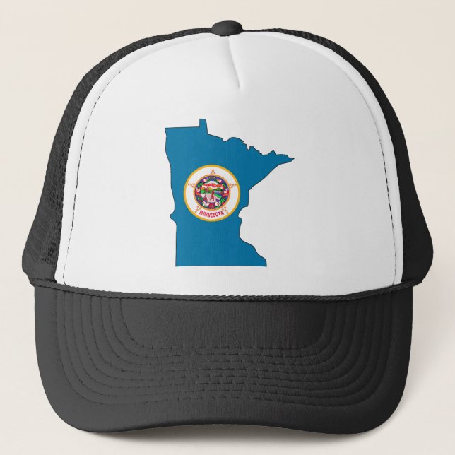 Minnesota Flag Map Trucker Hat (Front)