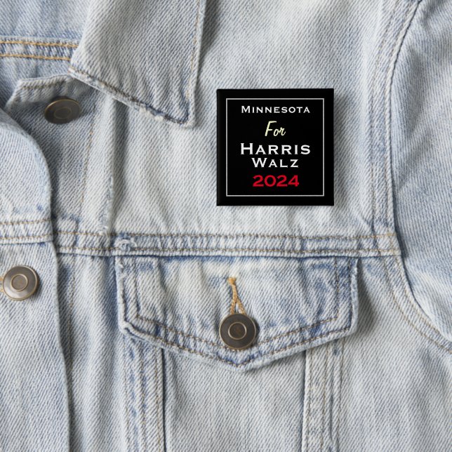 Minnesota for HARRIS WALZ 2024 Square Button (In Situ)