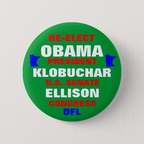 Minnesota for Obama Klobuchar Ellison Pinback Button
