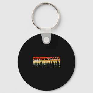 Minnesota Forest Sunset Trees Cabin Theme Souvenir Keychain