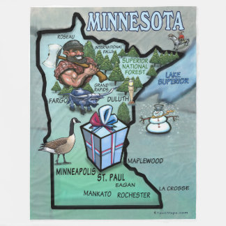Minnesota Fun Map Fleece Blanket