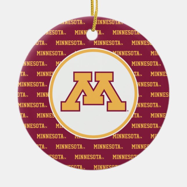 Minnesota Gold M Ceramic Ornament (Front)