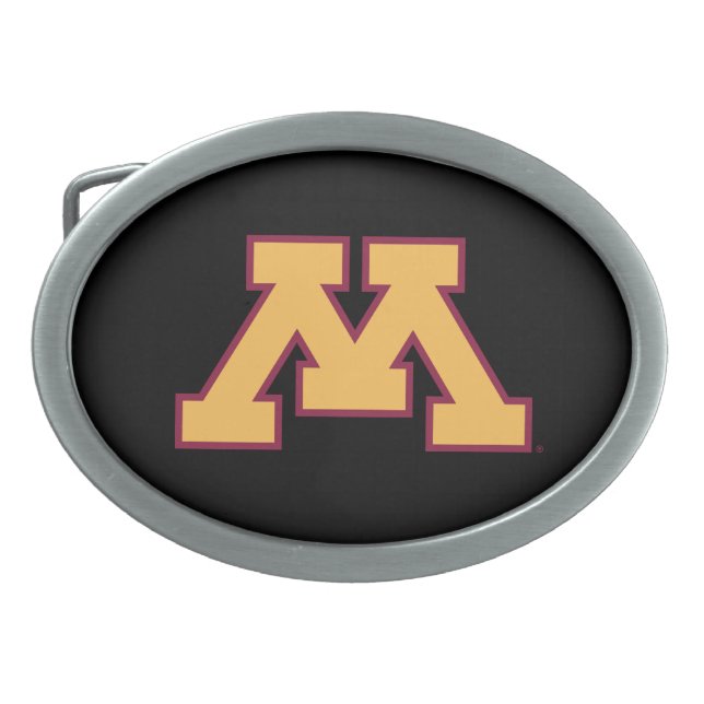 Minnesota Gold M Oval Belt Buckle (Front)