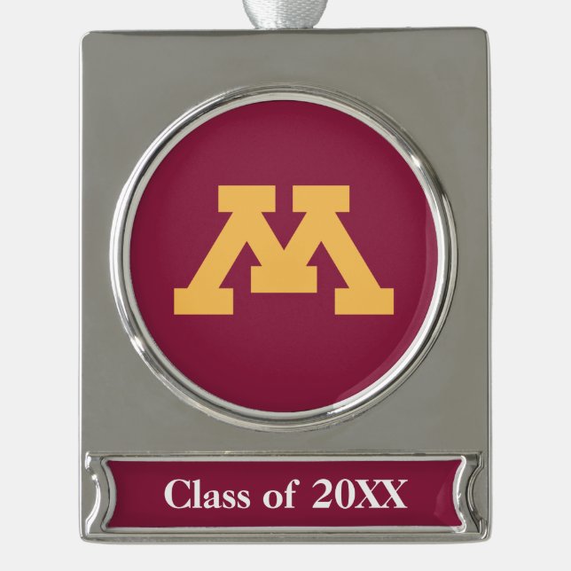 Minnesota Gold M Silver Plated Banner Ornament (Front)