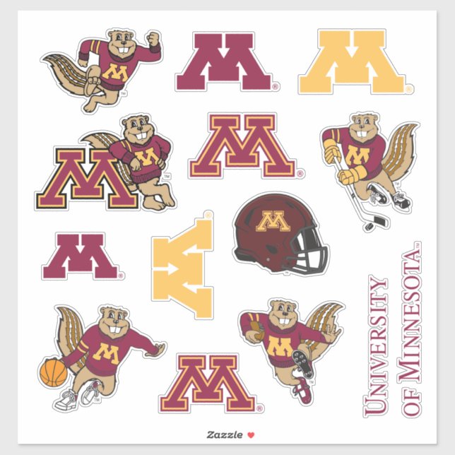 Minnesota Gophers Logos Sticker (Sheet)