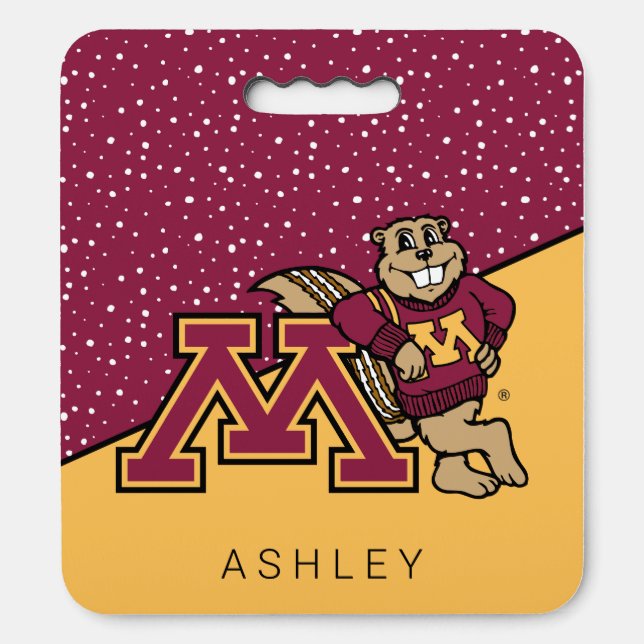 Minnesota Gophers | Polka Dot with Name Seat Cushion (Front Vertical)