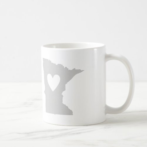 Minnesota Gray State Map Shape with Heart Coffee Mug