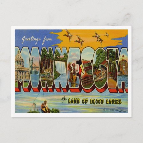 Minnesota Greetings From US States Postcard