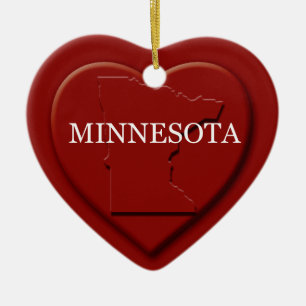 Minnesota Heart Map Christmas Ornament