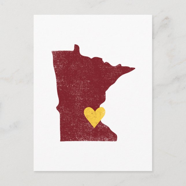 Minnesota Heart postcard (maroon) - Customizable! (Front)