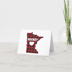 Minnesota Hockey Buffalo Plaid Letterpress Thank You Card