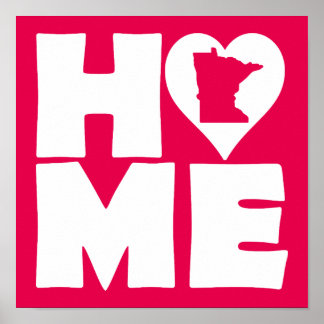 Minnesota Home Heart State Poster Sign