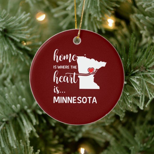 Minnesota home is where the heart is ceramic ornament (Tree)
