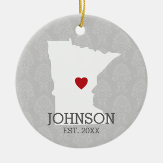 Minnesota Home State City Map - Custom Wedding Ceramic Ornament