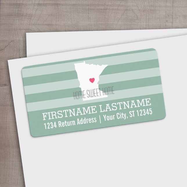 Minnesota Home State Love with Custom Heart Label (Custom Address Label)