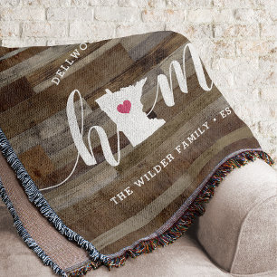 Minnesota Home State Personalized Wood Look Throw Blanket