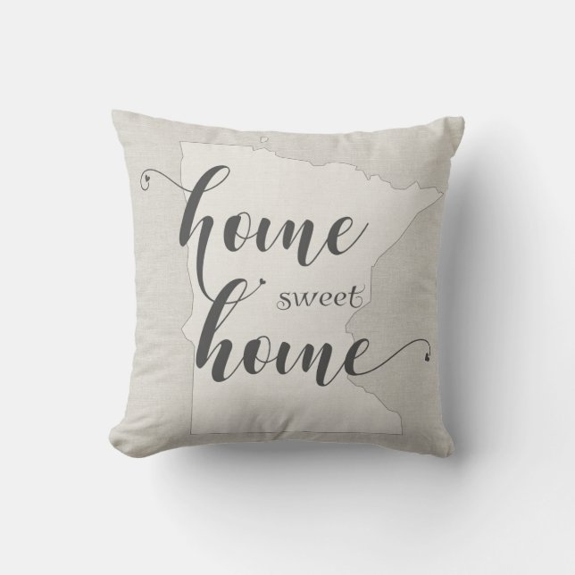 Minnesota - Home Sweet Home burlap-look Throw Pillow (Front)