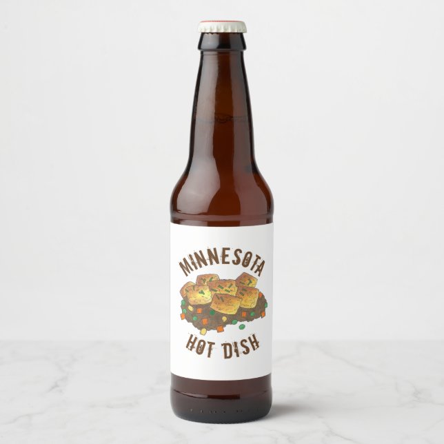 Minnesota Hot Dish Tater Tot Casserole Beer Bottle Label (Front)