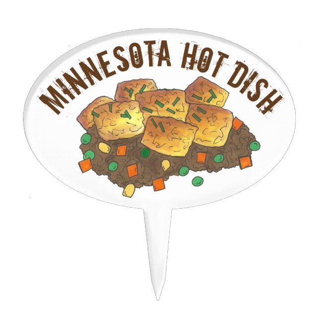 Minnesota Hot Dish Tater Tot Casserole Cake Topper (Front)