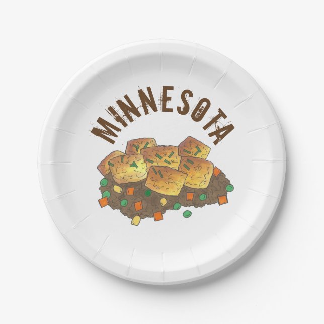 Minnesota Hot Dish Tater Tot Casserole Paper Plates (Front)
