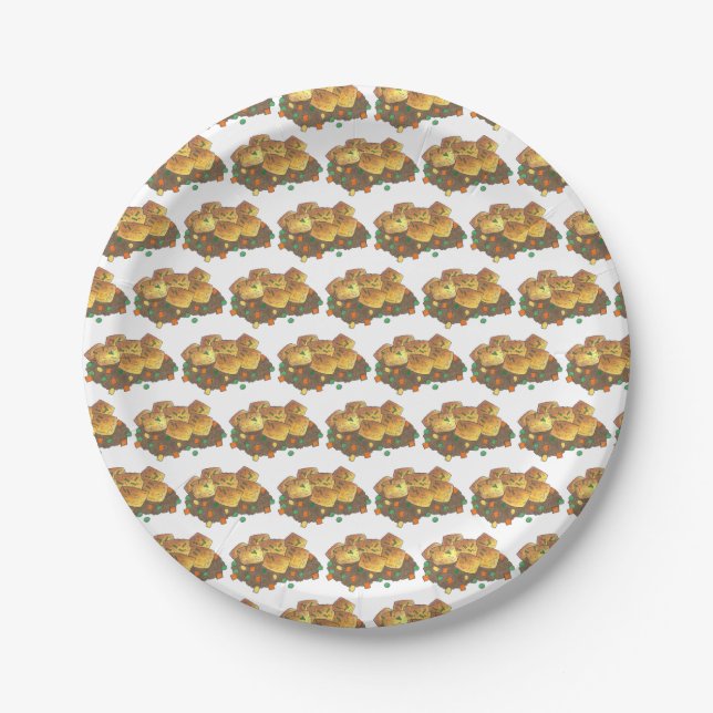Minnesota Hot Dish Tater Tot Casserole Paper Plates (Front)