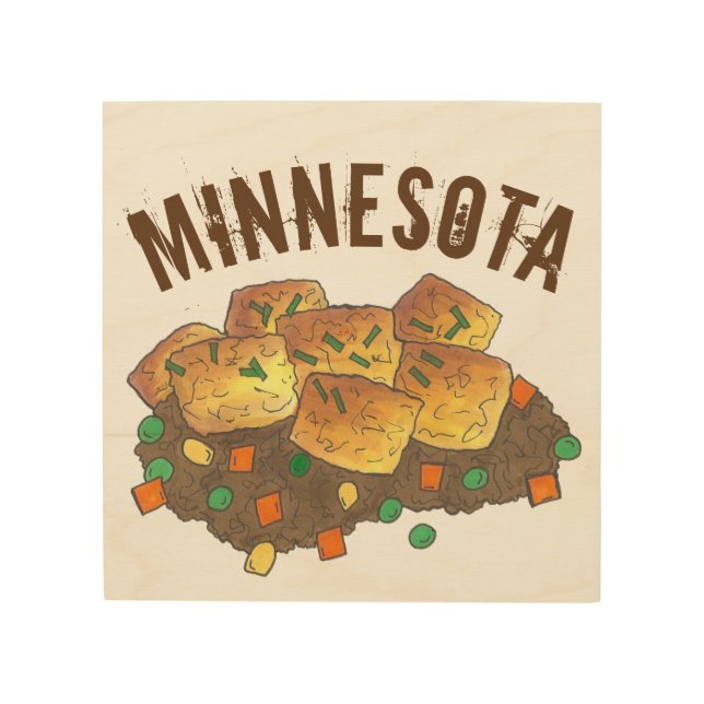 Minnesota Hot Dish Tater Tot Casserole Wood Wall Art (Front)