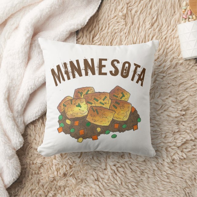 Minnesota Hot Dish Tater Tot Hotdish Casserole Throw Pillow (Blanket)