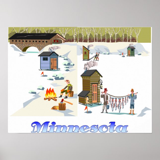 Minnesota Ice Fishing Print (Front)