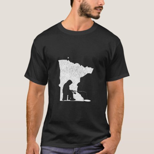 Minnesota Ice Fishing State Map T_Shirt