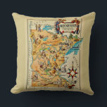 Minnesota Illustrated Map Throw Pillow<br><div class="desc">A wonderfully illustrated,  vintage postcard map of the State on Minnesota repurposed on20x20 throw pillow. The artist was Jacques Liozu.</div>