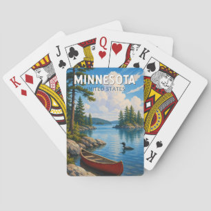 Minnesota Illustration Travel Art Vintage Poker Cards