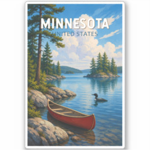 Minnesota Illustration Travel Art Vintage Sticker