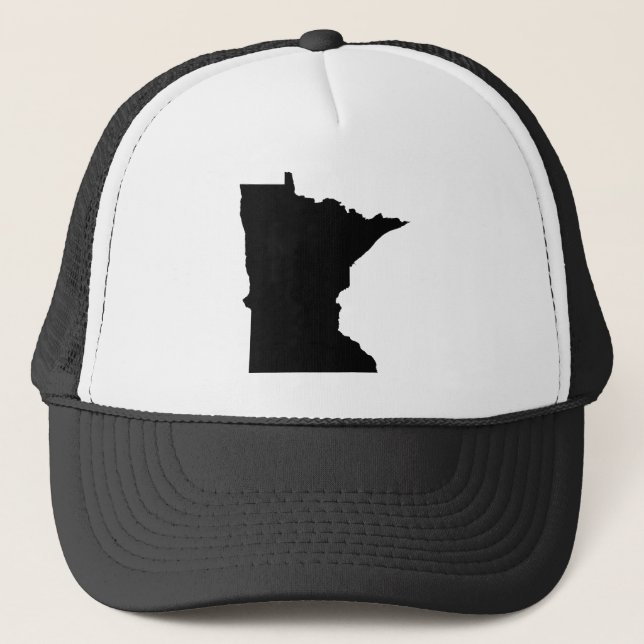Minnesota in Black and White Trucker Hat (Front)