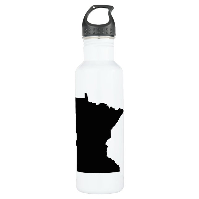 Minnesota in Black and White Water Bottle (Front)