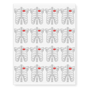 Minnesota In Heart Skeletons Halloween Funny Temporary Tattoos