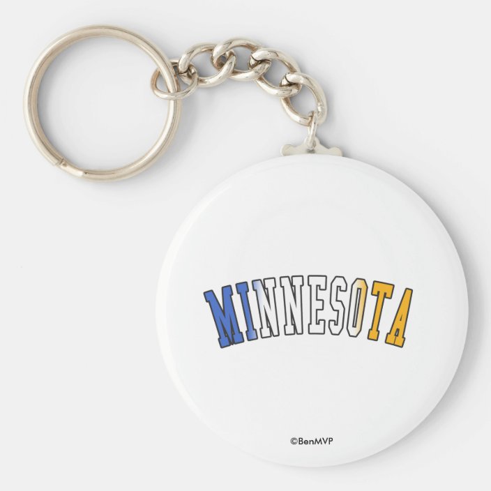 Minnesota in State Flag Colors Keychain